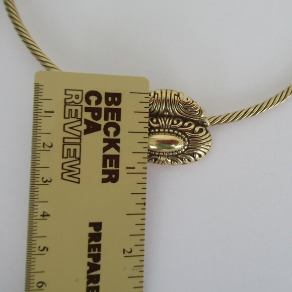 VTG Premier Designs Etched Pendant Gold Tone Collar Choker Slip On Necklace Larg - Picture 7 of 7